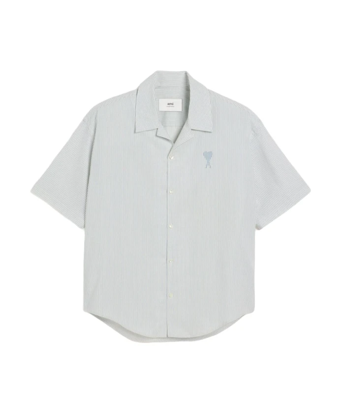 

Белая рубашка на пуговицах с логотипом. Ami Paris, белый