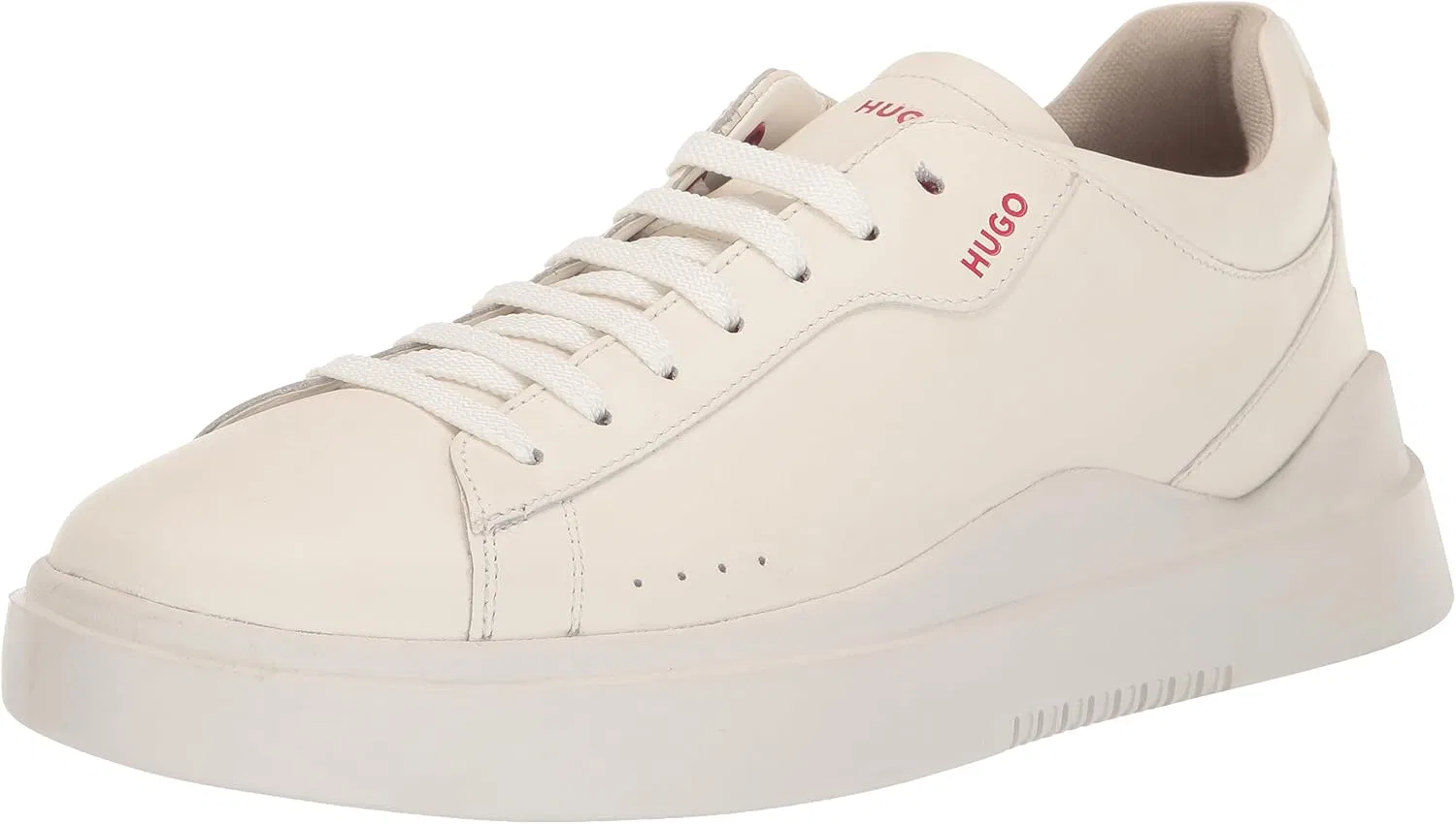 Мужские кожаные кроссовки HUGO с низкой подошвой, White Crisp White