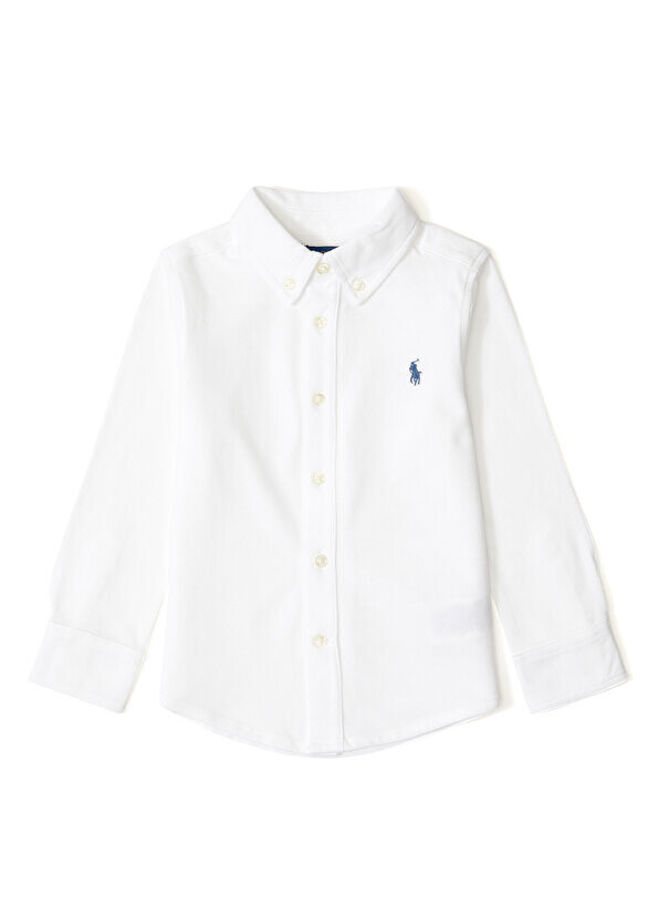 Белая рубашка для мальчика с вышитым логотипом Polo Ralph Lauren