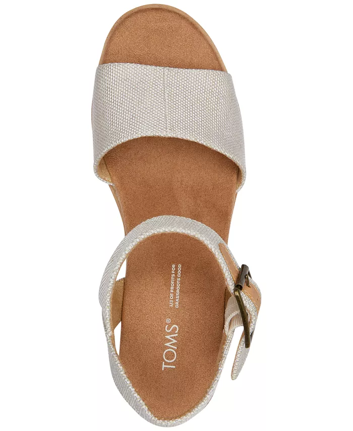 Женские сандалии Diana на платформе с клиновидным каблуком TOMS, белый — фото 4
