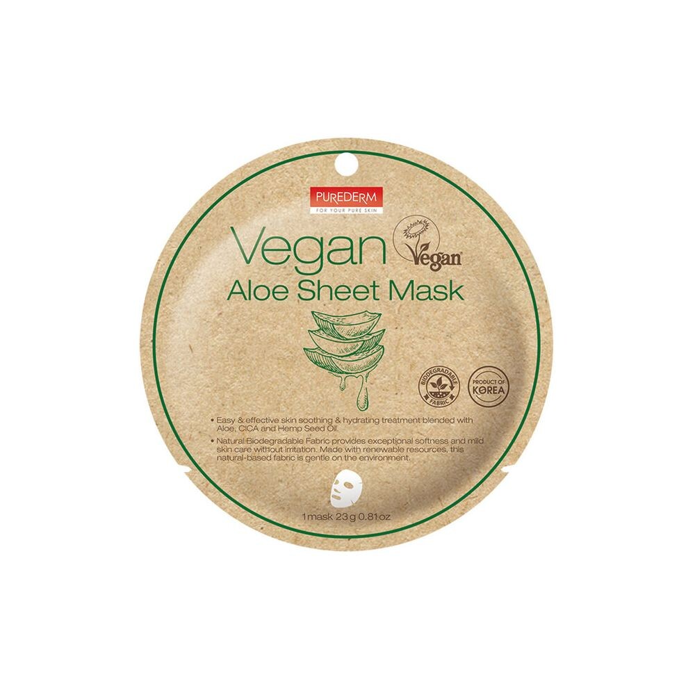 

Маска для лица Vegan aloe sheet mask Purederm, 10 г