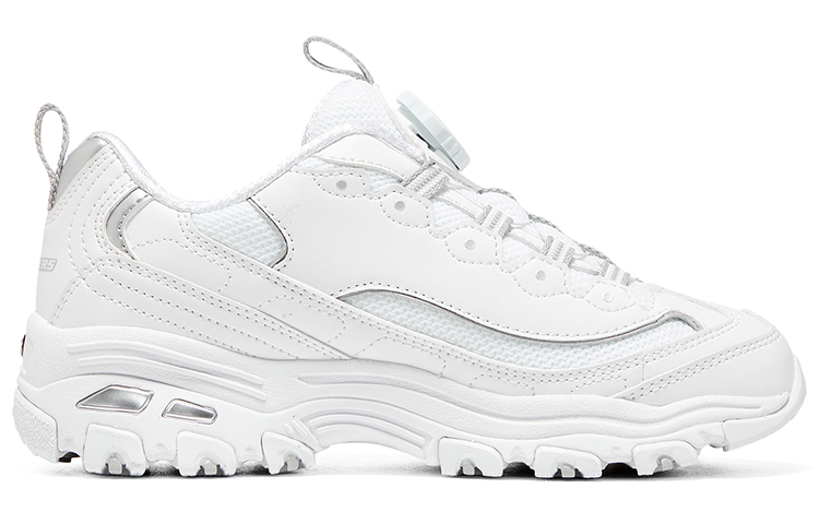Низкие амортизирующие детские кроссовки для повседневной носки Skechers, белый/серебряный — фото 2