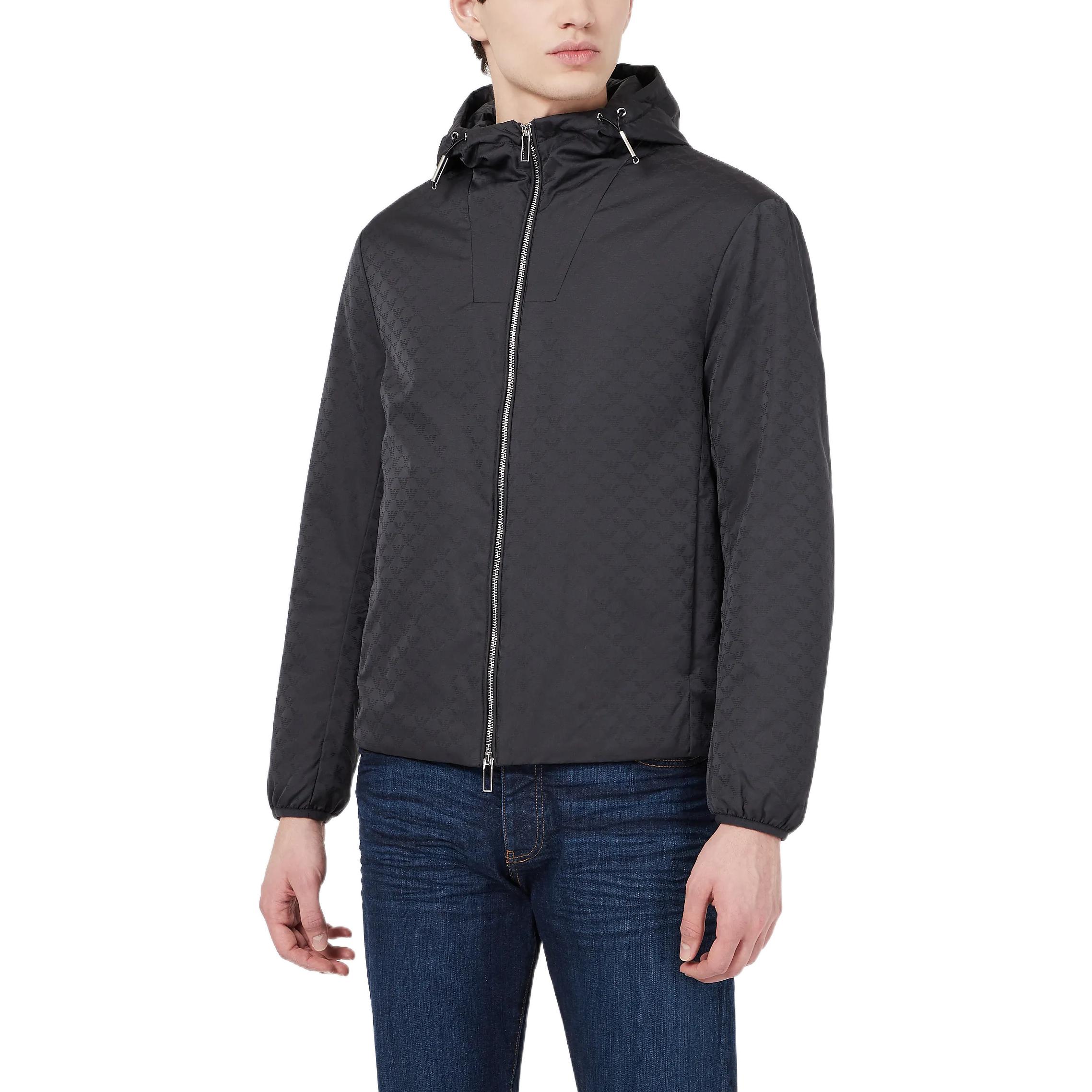 EMPORIO ARMANI Застегивающаяся на молнию толстовка с капюшоном, Black — фото 4