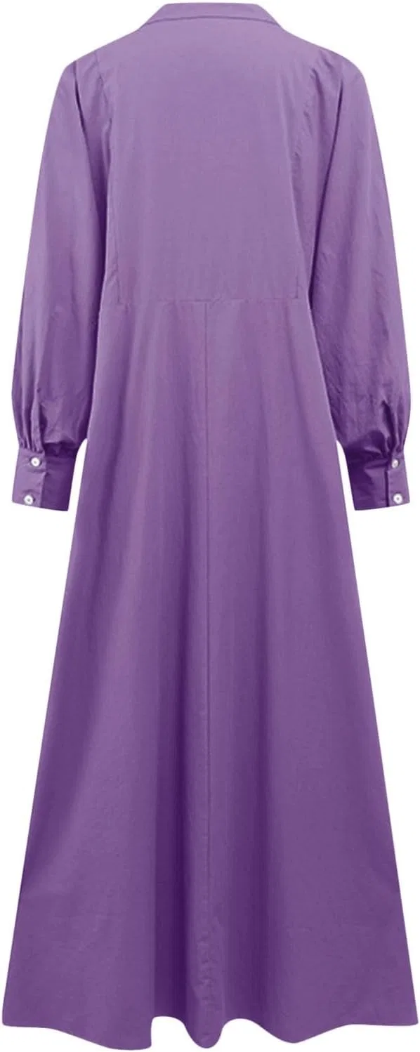Абая для женщин Muslim Dubai Dress этнического стиля Kurti мусульманское платье с длинными рукавами, завязывающееся на само-завязки, струящееся макси платье для элегантного кэжуал образа Generic, фиолетовый — фото 3