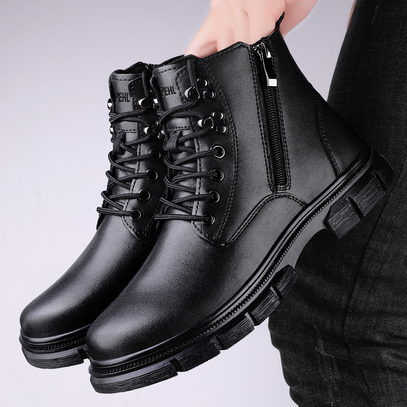 PEHL Мужские ботинки Martin черные с черной флисовой подкладкой, цвет Black Fleece-Lined — фото 4