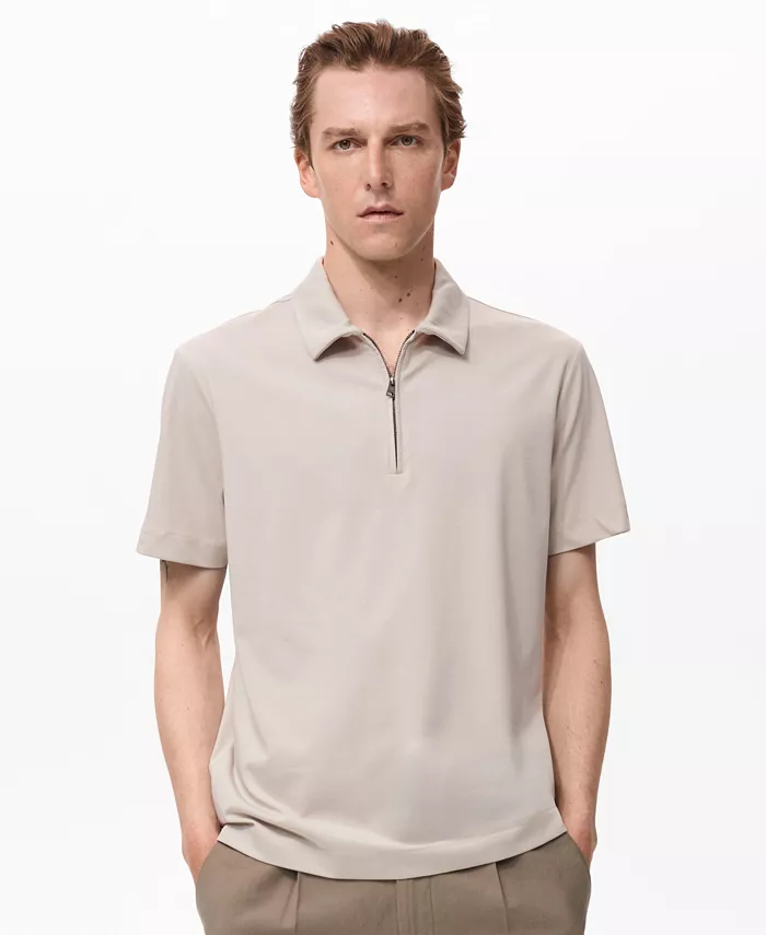 

Мужская поло с застежкой-молнией на воротнике Mango, загар/бежевый