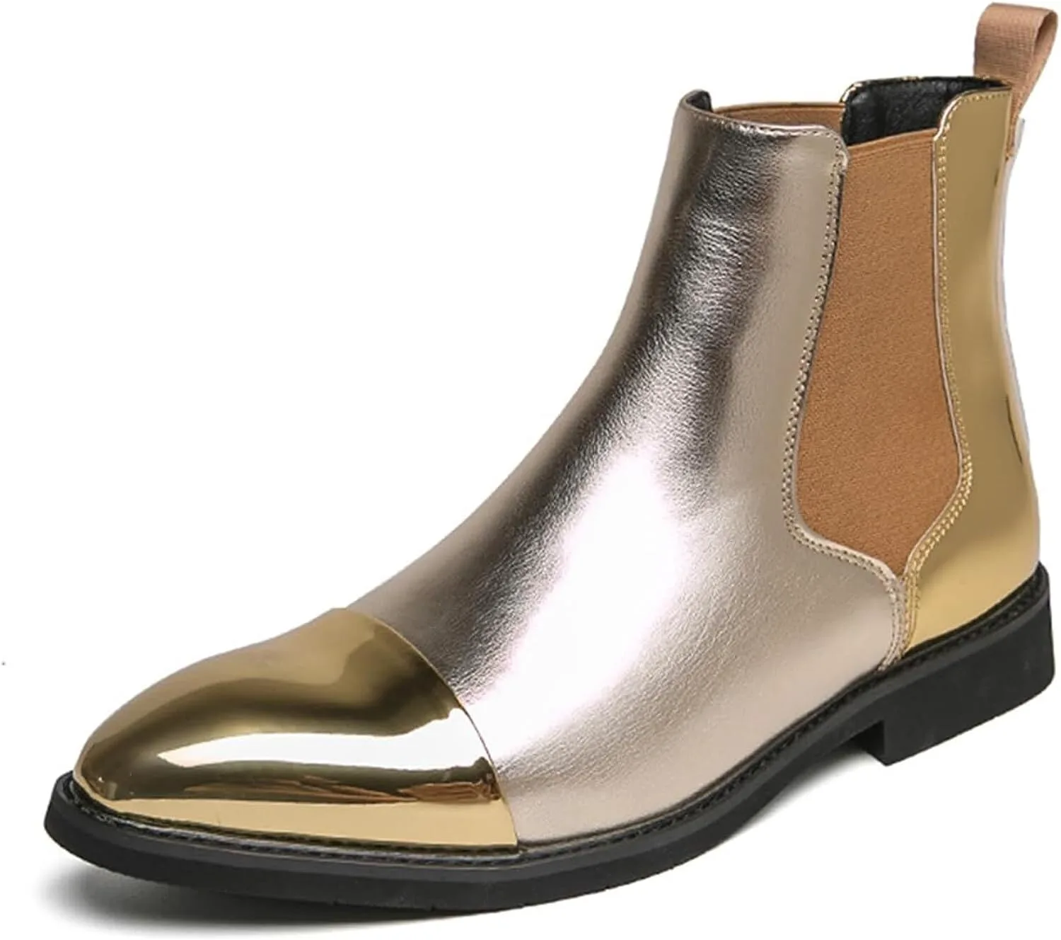 

Мужские челси модные высокие ботинки повседневные мужские официальные ботинки Generic, золотой