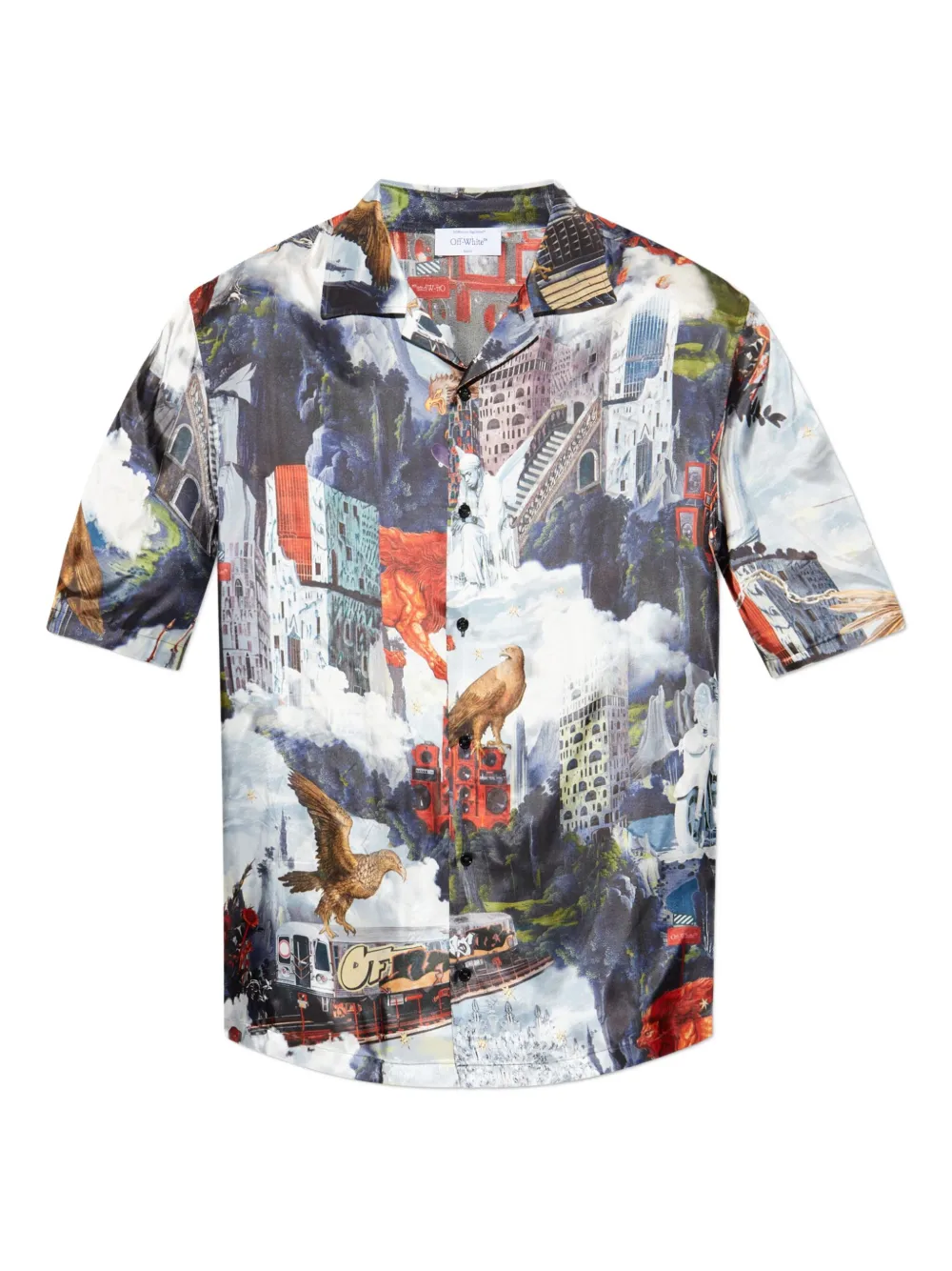 

Рубашка с короткими рукавами и коллажным принтом OFF-WHITE, синий