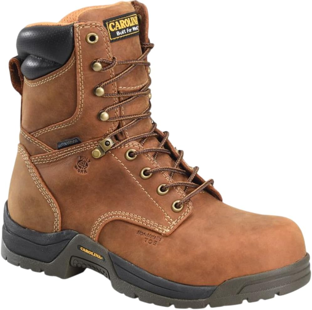 

Мужские водонепроницаемые рабочие ботинки Carolina Boots Bruno Hi 8 с подкладкой-подушкой, стелькой AG7 и противоскользящей подошвой, коричневый