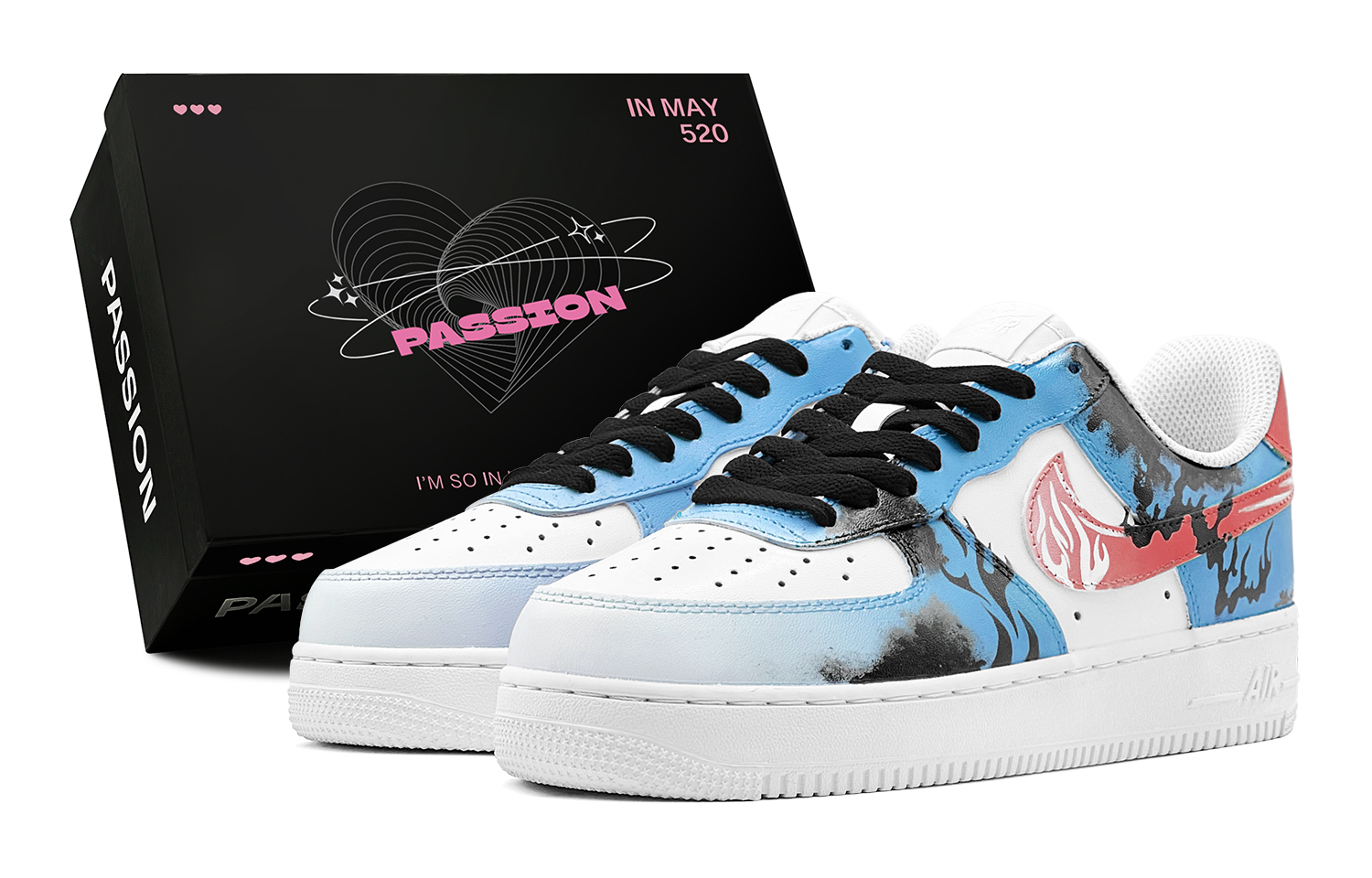 

Nike Кроссовки для скейтбординга Air Force 1 Blue Flame Phantom с низким верхом, нескользящие, мужские, сине-красные