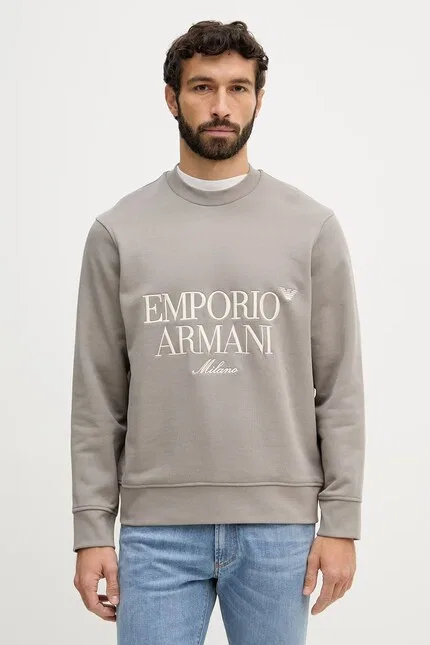 Толстовка из хлопка Emporio Armani, бежевый