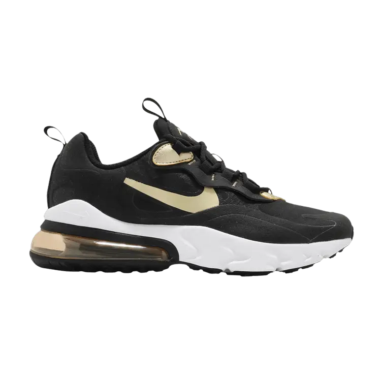 

Кроссовки Nike Air Max 270 React GS 'Black Metallic Gold Star', черный