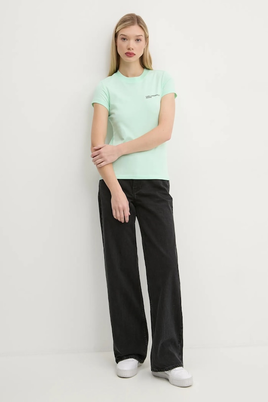 

Хлопковая футболка Karl Lagerfeld Jeans, бирюзовый