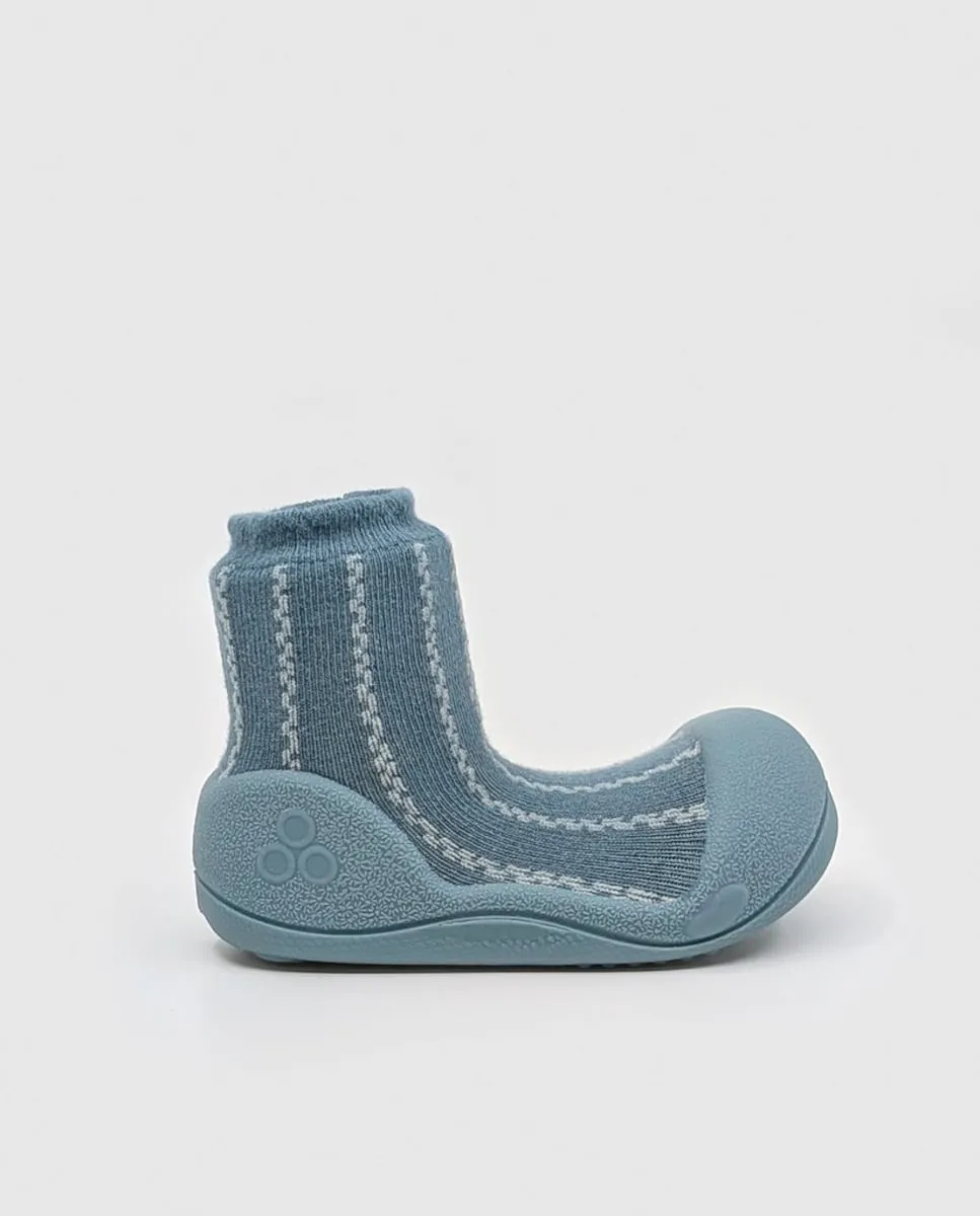 

Пинетки для новорожденного из хлопка голубовато-зеленого цвета с узором зигзаг Attipas