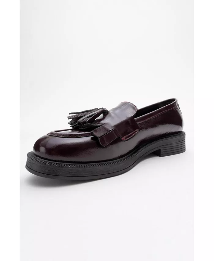 Милли Лоферы с кожаными кисточками Forever & Always Shoes, красный — фото 3