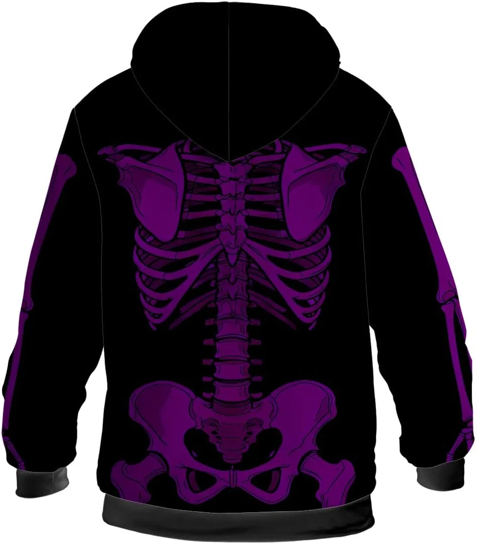 Мужская зимняя куртка Skeleton, черная, с флисовой подкладкой, на молнии, теплая толстовка-пальто — фото 4