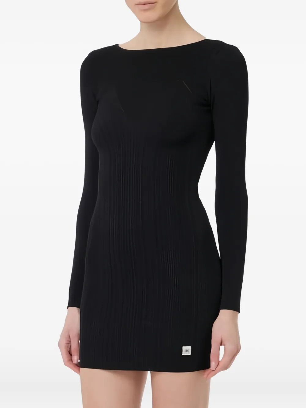 

Платье мини в рубчик с длинными рукавами Elisabetta Franchi, черный