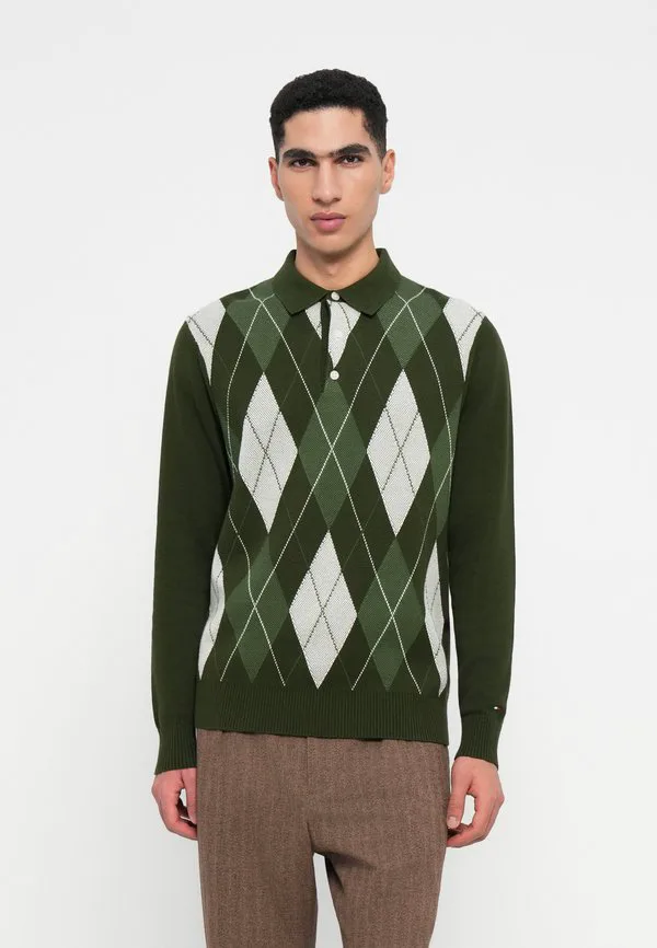 Свитер с воротником в стиле аргайл для регби Tommy Hilfiger, Arctic Spruce