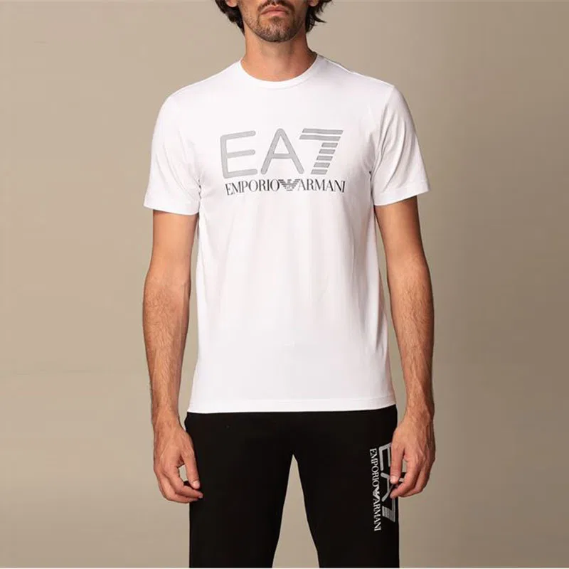 Футболка EA7 белая Emporio Armani — фото 4