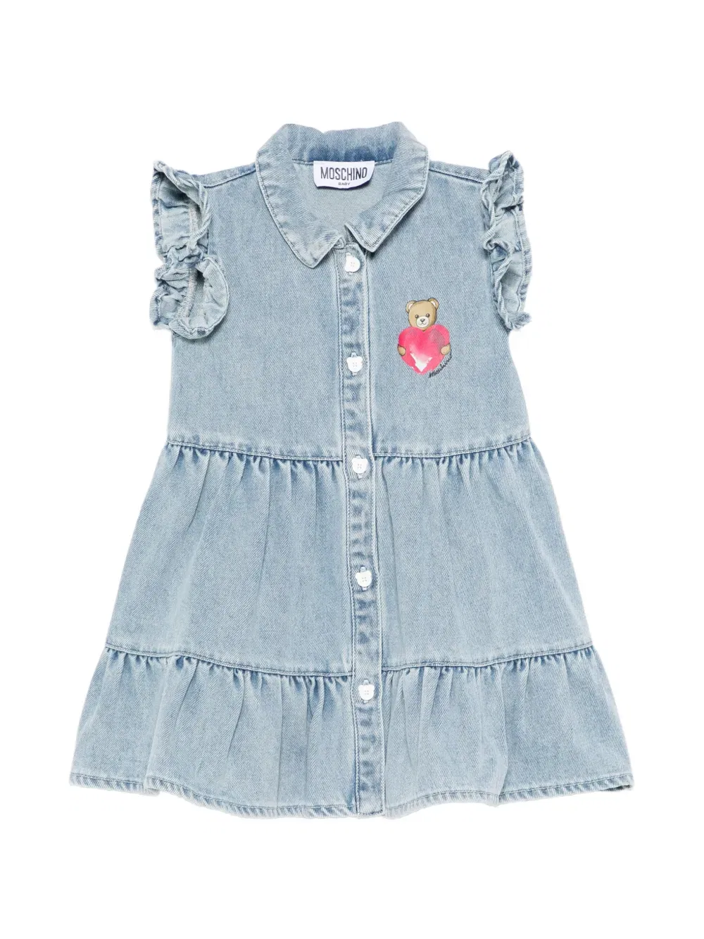 Платье с оборками и принтом в виде плюшевых мишек Moschino Kids, синий