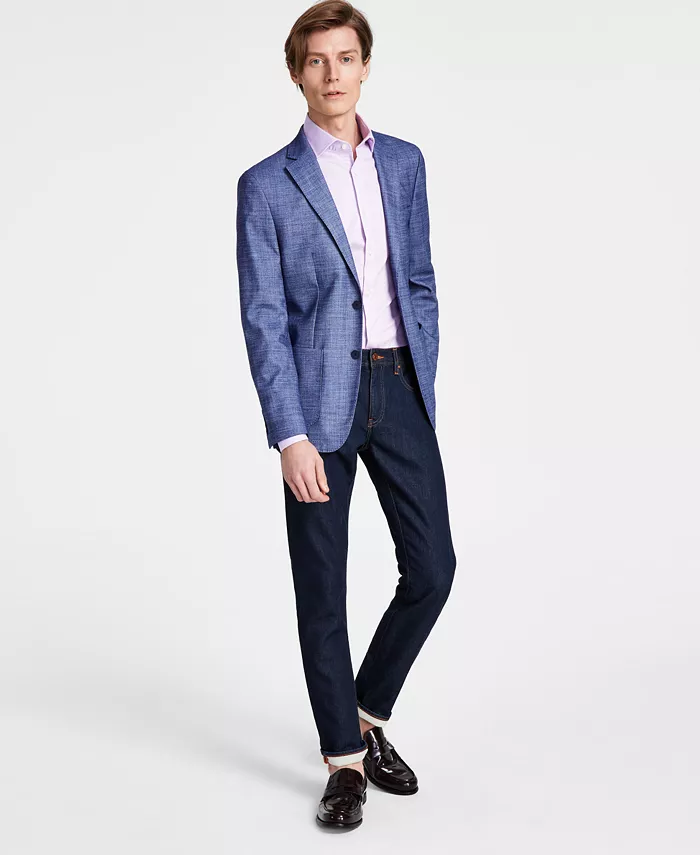 

Мужской однотонный мягкий спортивный пиджак Slim-Fit Calvin Klein, синий