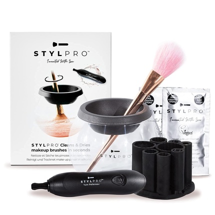 STYLPRO Электрическая сушилка для кистей для макияжа, подарочный набор с очищающим средством и 8 насадками для кистей, 500 мл — фото 2
