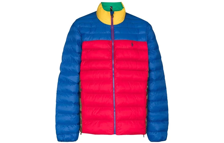 Polo Ralph Lauren Куртка-пуховик мужская красная со стоячим воротником