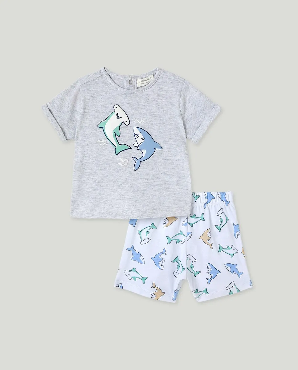 

Короткая пижама для мальчика-фантазии Cotton Juice, синий