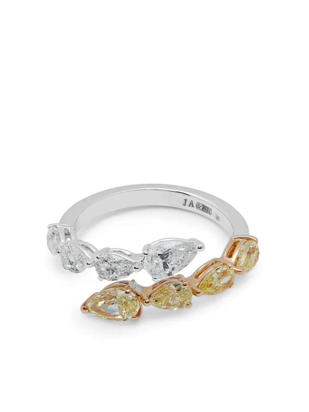 

Кольцо Bypass из белого золота с бриллиантами Jewels Aficionado, серебяный