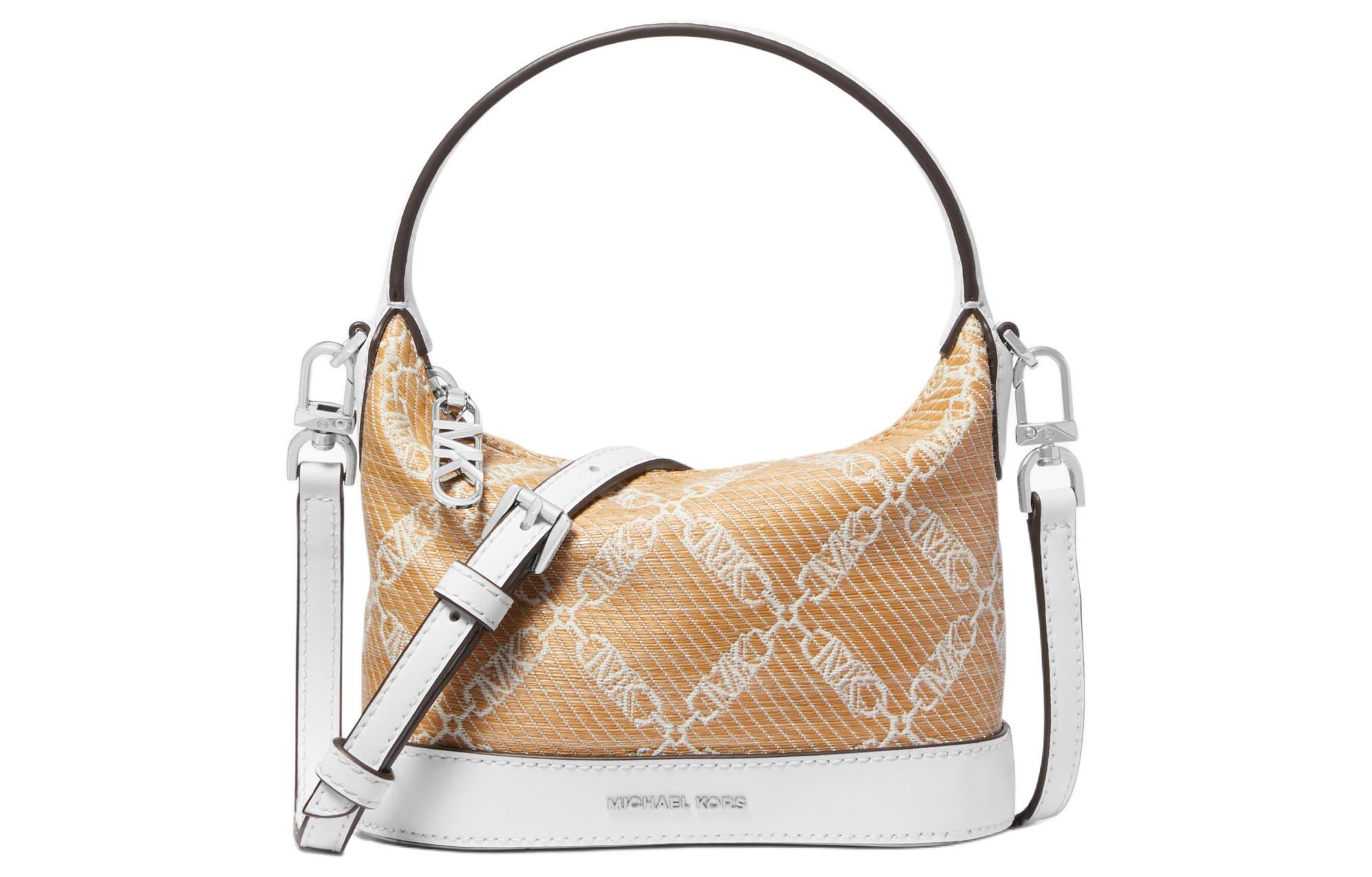 

MICHAEL KORS Сумка через плечо Wythe Woven Fabric+Artificial Leather малая женская бежево-белая