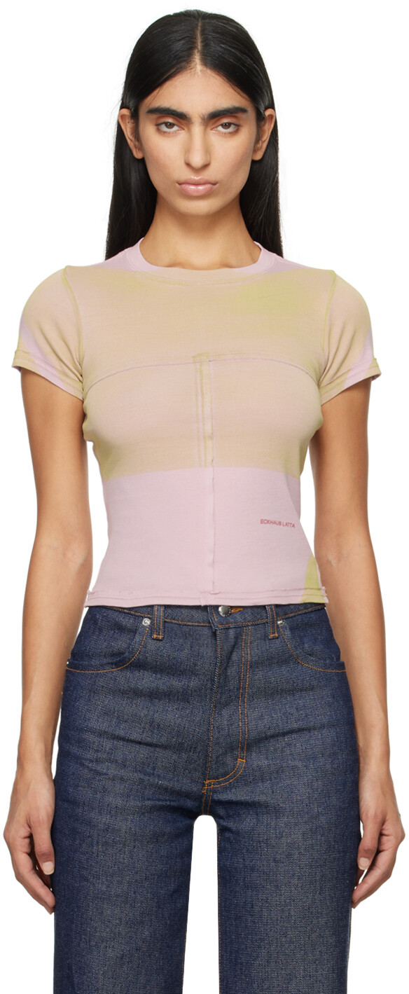 

Eckhaus atta Розовая детская футболка с аппликацией Eckhaus Latta