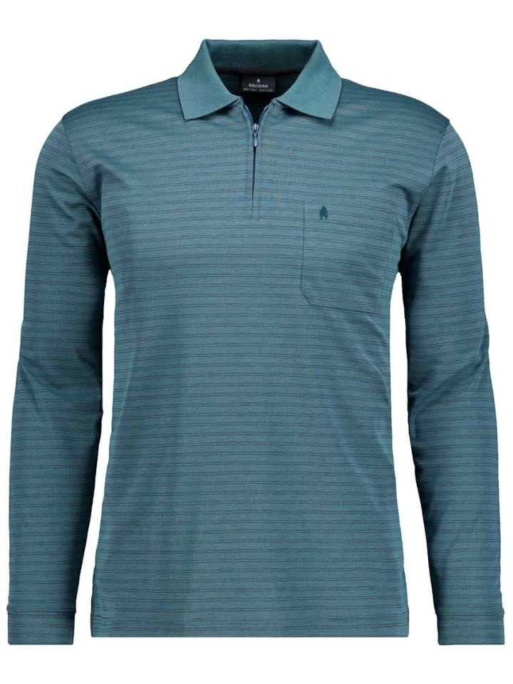 

Рубашка-поло Fineliner с застежкой-молнией и длинным рукавом зеленого цвета Ragman, Зеленый, Рубашка-поло Fineliner с застежкой-молнией и длинным рукавом зеленого цвета Ragman