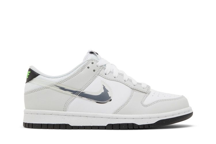 Кроссовки Nike Dunk Low GS 'Glitch Swoosh', белый — фото 2