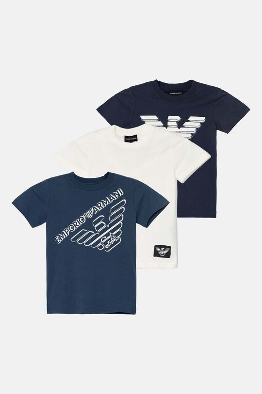 

Детские хлопковые футболки, 3 шт. Emporio Armani, темно-синий