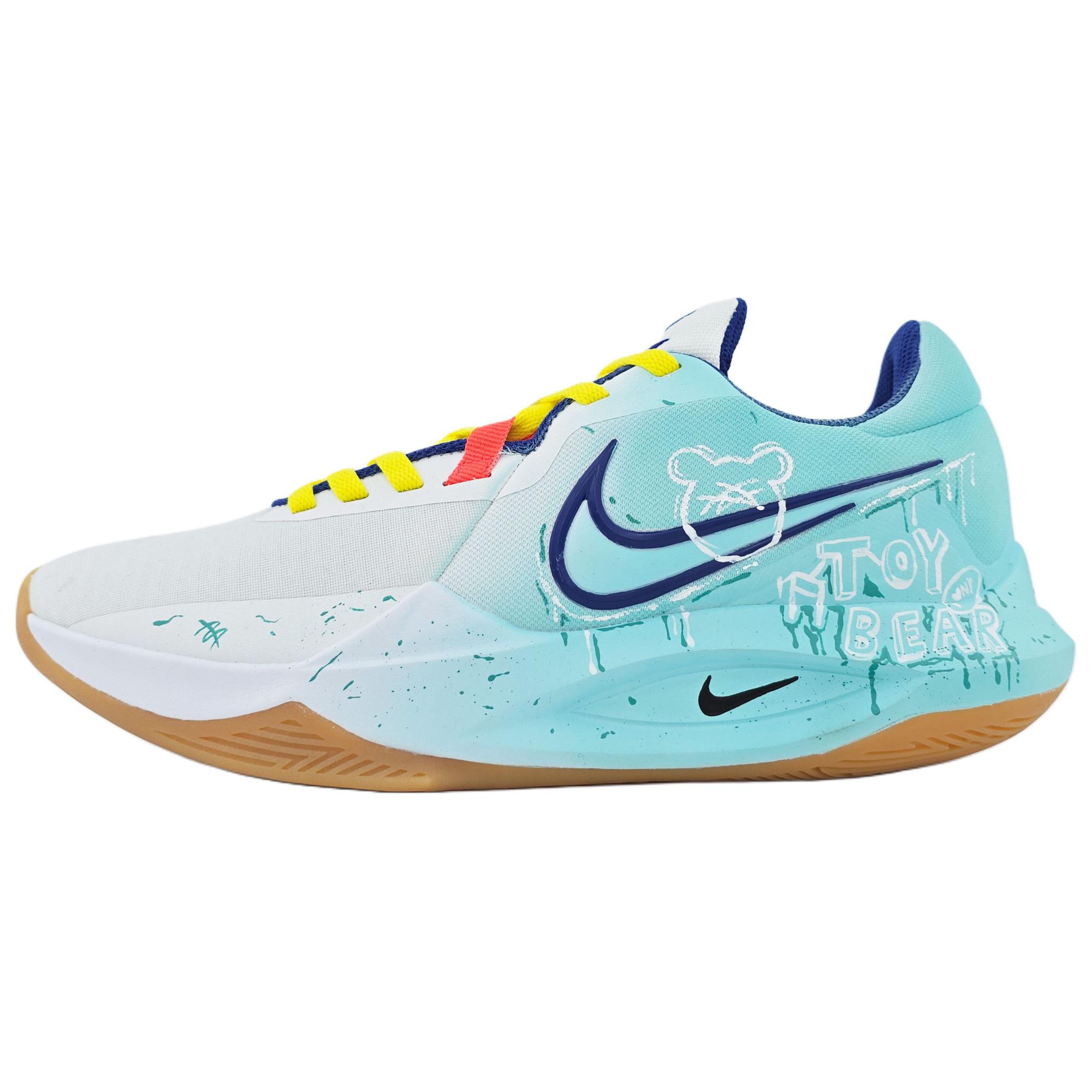 

Nike Баскетбольные кроссовки Precision 6 с амортизацией, противоскользящие и износостойкие, низкие, мужские, цвет белый, голубой