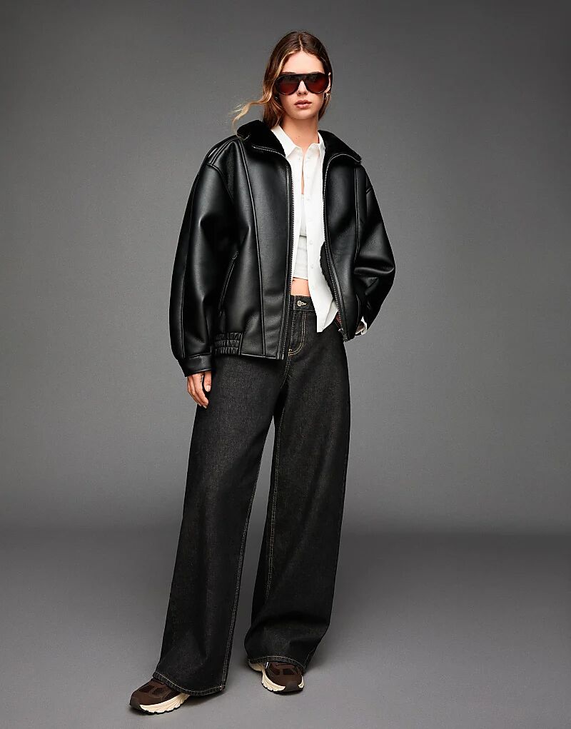 

Двусторонняя куртка Bershka oversize черного цвета