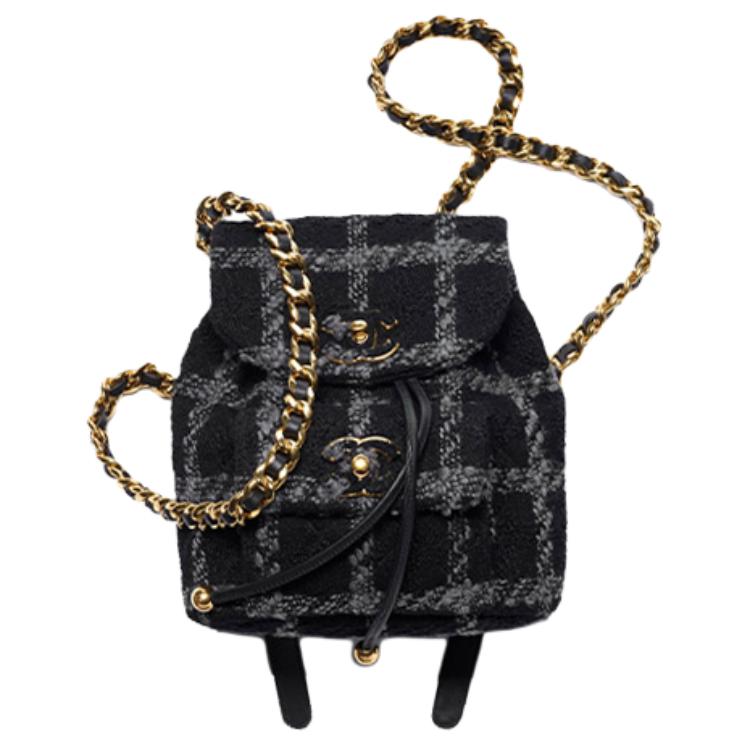 

CHANEL Чёрная женская сумка-рюкзак из мягкой шерстяной твилловой ткани