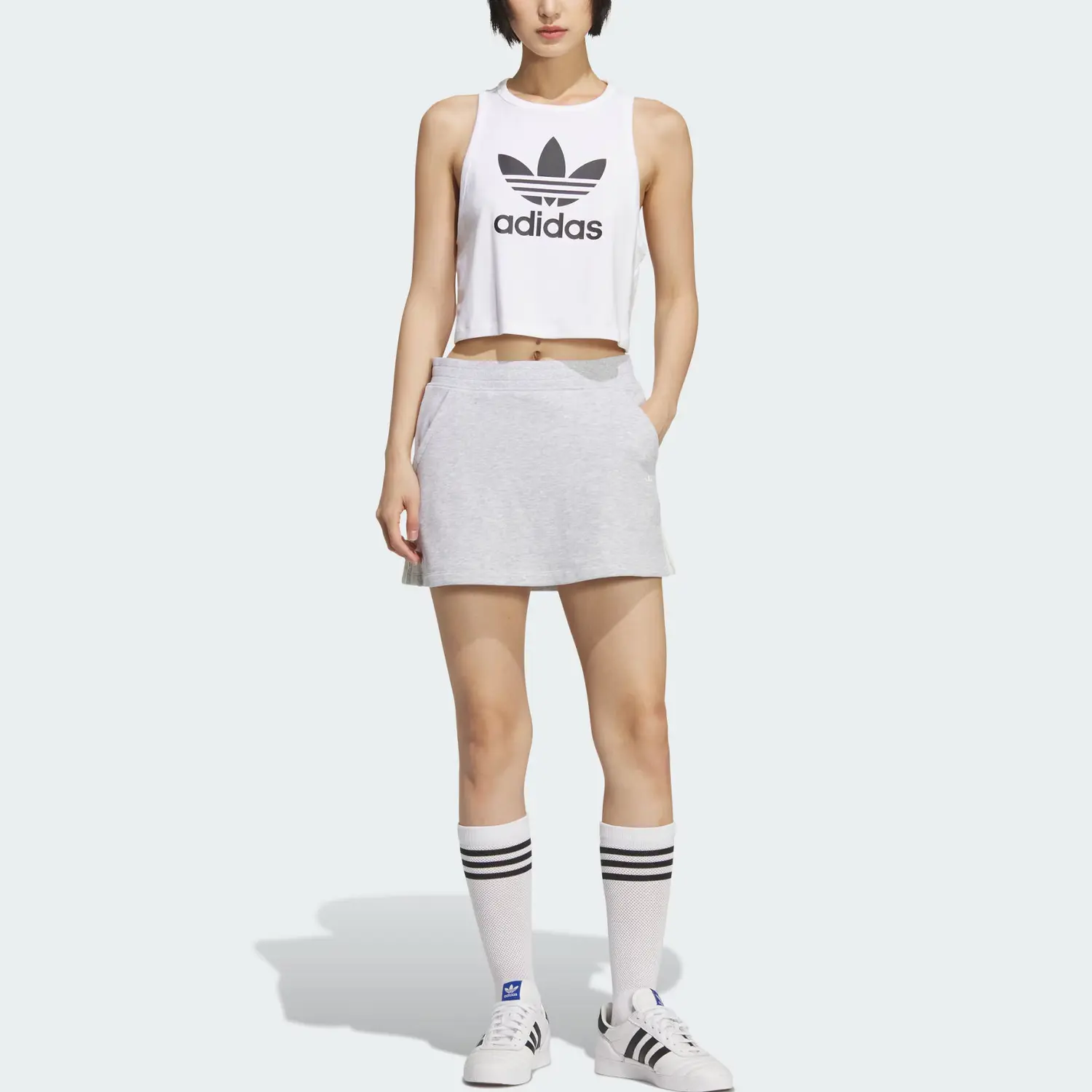 SS25 Повседневные короткие юбки Women's Adidas Originals, серый — фото 2