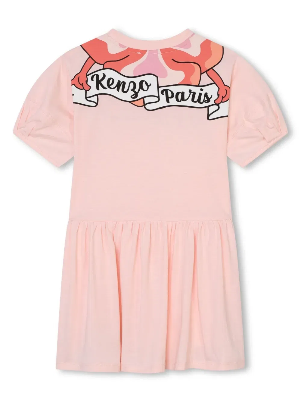 Платье из органического хлопка с цветочным принтом Kenzo Kids, розовый — фото 2