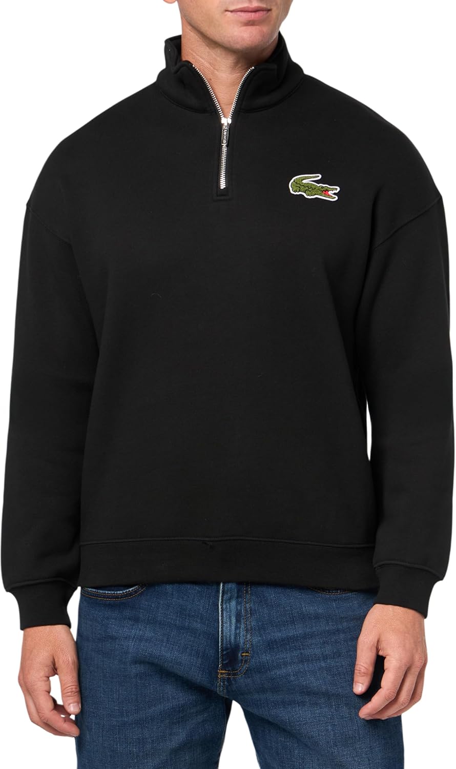 

Мужская толстовка Lacoste свободного кроя с высоким воротником, Black