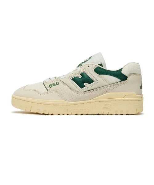 Мужские кроссовки из натуральной кожи New Balance 550 бежевые — фото 3