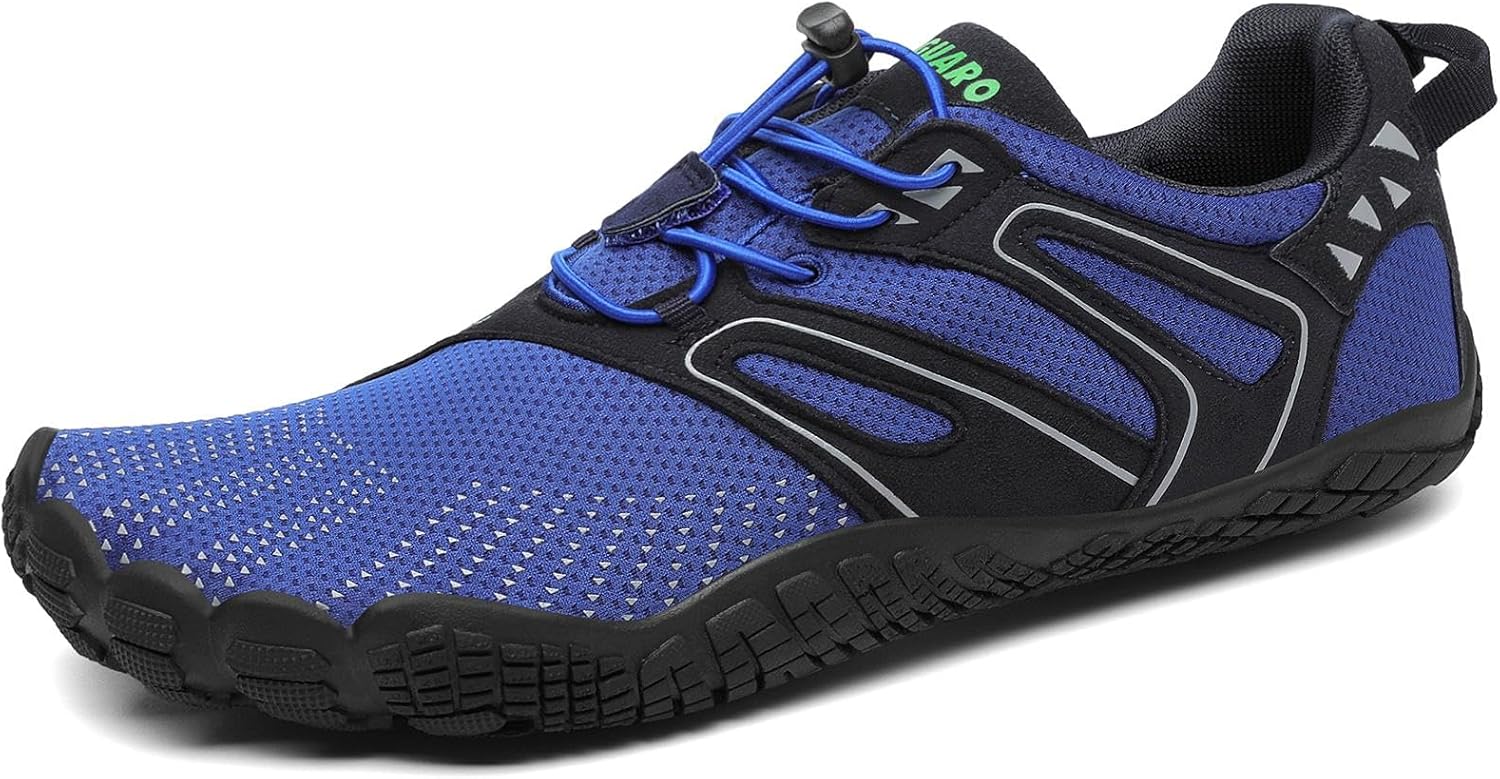 

SAGUARO Женские и мужские кроссовки для бега, минималистичные кроссовки для трейлраннинга, с широким носком и нулевым перепадом высоты подошвы, для кросс-тренинга на открытом воздухе, синий