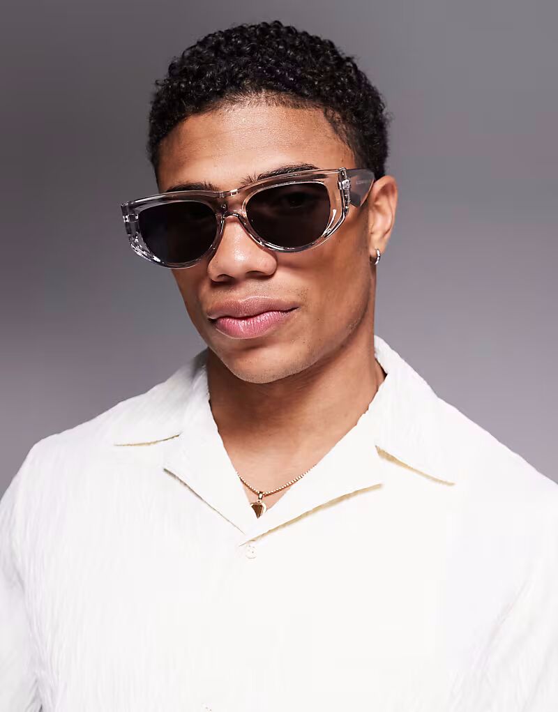 

Массивные солнцезащитные очки с прозрачной оправой и дымчатыми линзами Asos Design