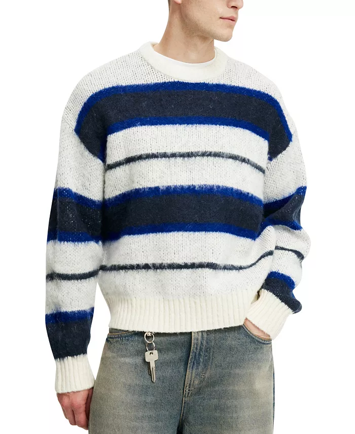 

Мужской вязаный свитер Box Fit Fuzzy Crew COTTON ON, синий