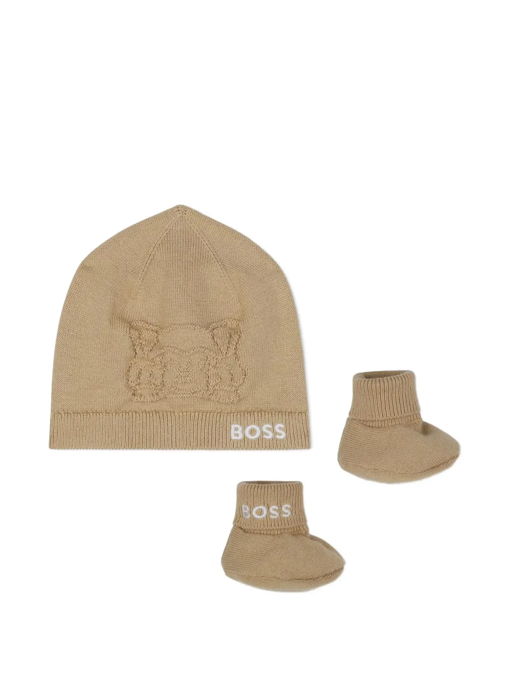 

Комплект из шапки бини и пинеток BOSS Kidswear, коричневый