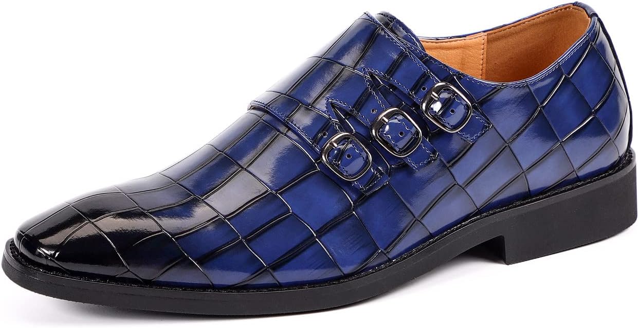 

Мужские классические лоферы Santimon с монк-ремнем, без шнуровки, формальные деловые оксфорды с пряжкой, синий