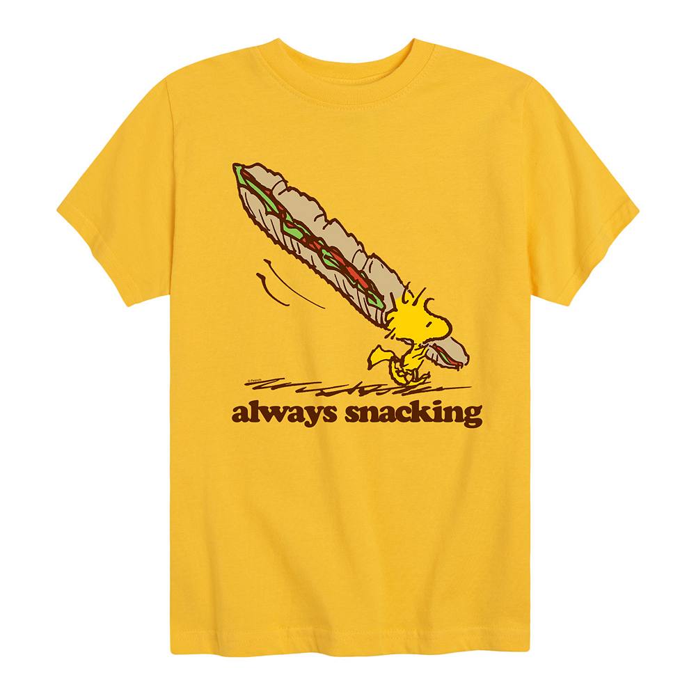 

Футболка с рисунком Peanuts Woodstock Always Snacking для мальчиков 8–20 лет Licensed Character, желтый