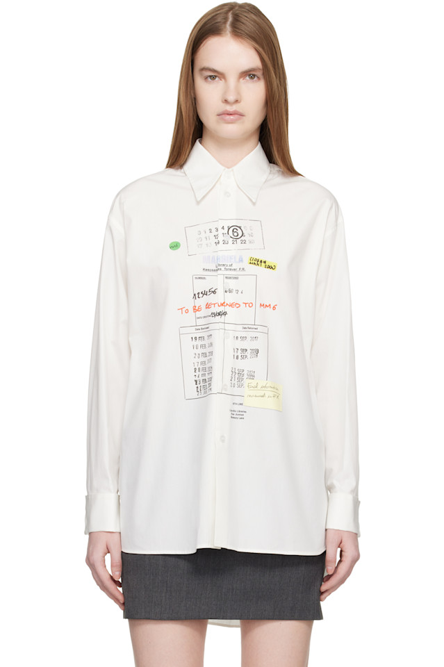 

Mm6 Maison Margiela Рубашка из хлопкового поплина цвета слоновой кости