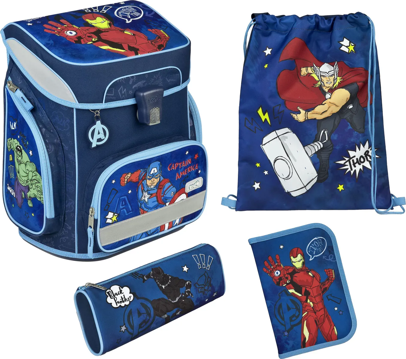 

Школьная сумка Scooli "EasyFit, Avengers", светоотражатели, цвет Avengers