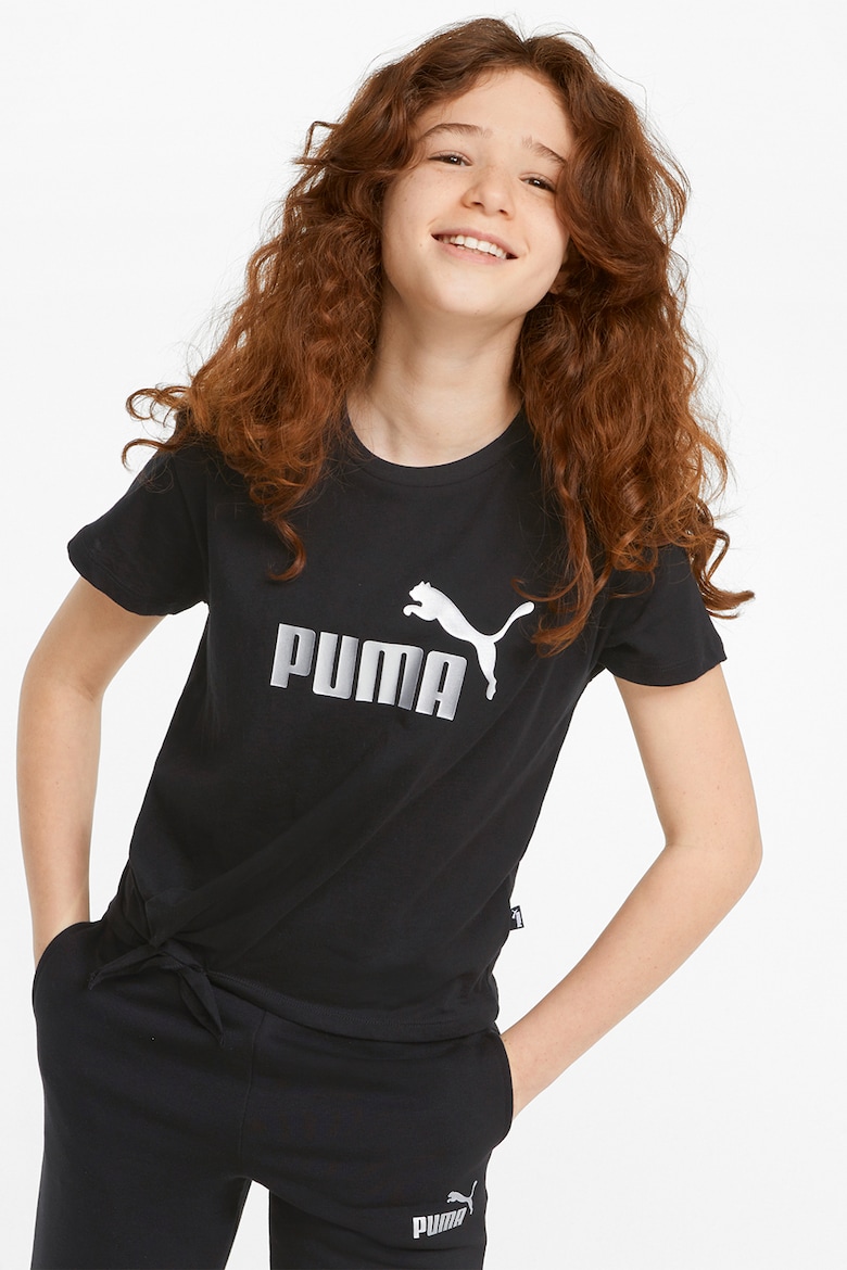 

Хлопковая футболка с логотипом и узлом Puma, черный